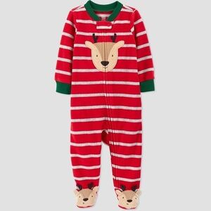 Carter's Just One You Baby Boy Reindeer Christmas Striped Footed Pajamas Newborn